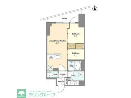 コンフォリア竹ノ塚イースト(2LDK/4階)の間取り写真