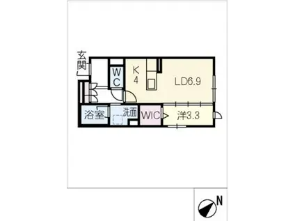 アンビエラ宝が丘(1LDK/1階)の間取り写真