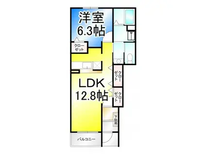 パレスティディオ長野(1LDK/1階)の間取り写真