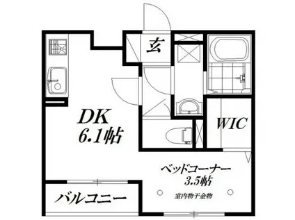 CLAIR(1DK/1階)の間取り写真