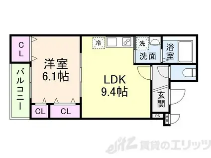 フジパレス千里丘駅東II番館(1LDK/1階)の間取り写真
