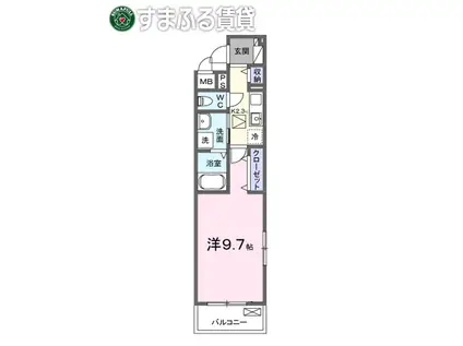 グランシュテル(1K/3階)の間取り写真