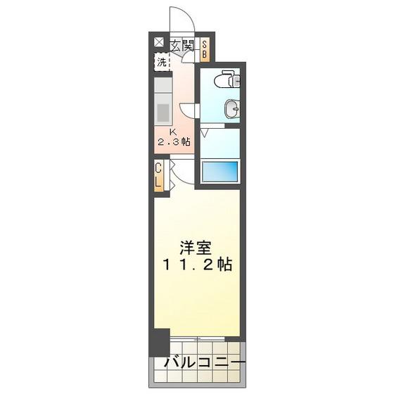 LASANTE鵜の森(1K/1階)の間取り写真