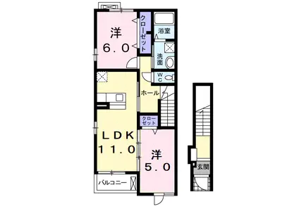 プラム フィールド(2LDK/2階)の間取り写真