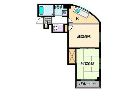 メゾン由紀(2K/2階)の間取り写真
