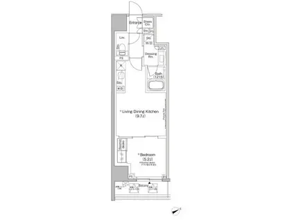 ザ・パークハビオ日本橋茅場町(1LDK/3階)の間取り写真