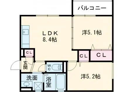 ラモーナ明和(2LDK/2階)の間取り写真