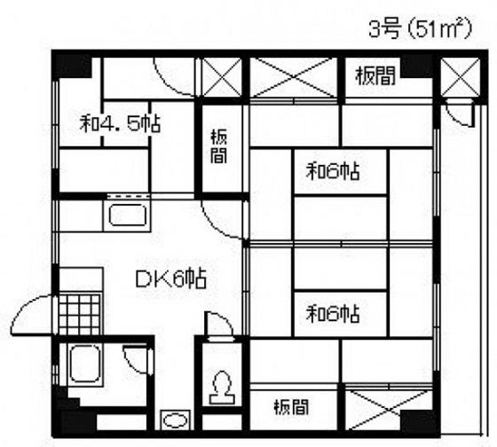 藤本ビル(3DK/4階)の間取り写真