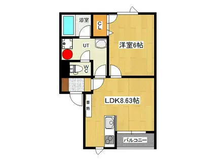 ロテル パルナシアン(1DK/1階)の間取り写真