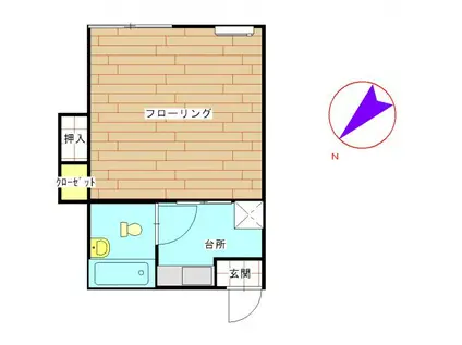 ハウスロイヤル(1K/2階)の間取り写真