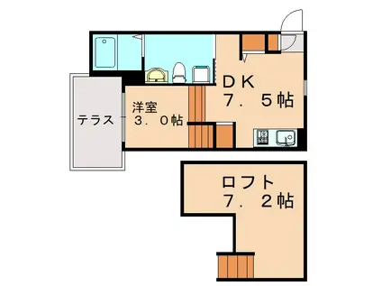 DREAMSTAGE吉塚BLOOM(1DK/1階)の間取り写真