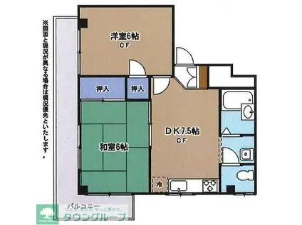 フラット上末吉(2DK/2階)の間取り写真