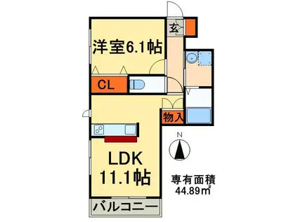 アルト大谷口(1LDK/2階)の間取り写真