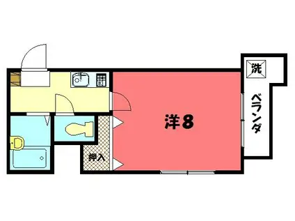 クラージュ山崎(1K/4階)の間取り写真