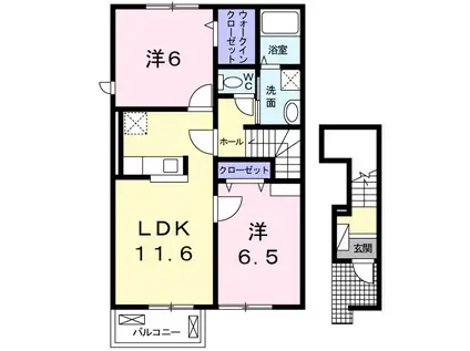 ヴェルドール垂水(2LDK/2階)の間取り写真
