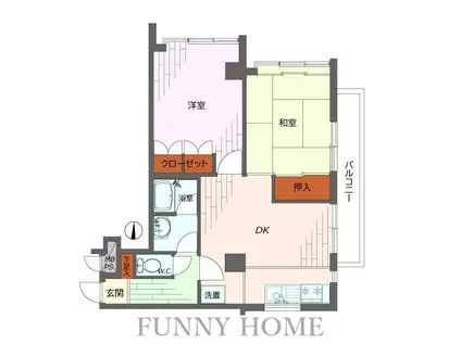 リリーオブザバレー(2DK/2階)の間取り写真