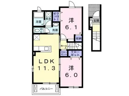 エステート 社I(2LDK/2階)の間取り写真