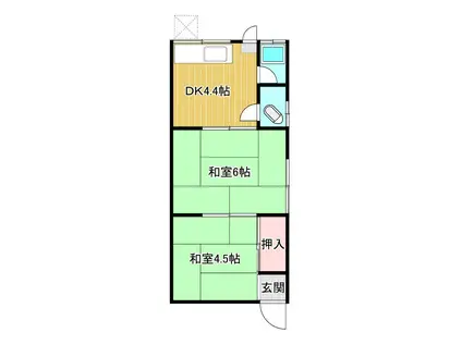 石塚荘(2DK/1階)の間取り写真