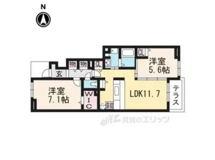 ヴィラ四ノ宮(2LDK/1階)の間取り写真