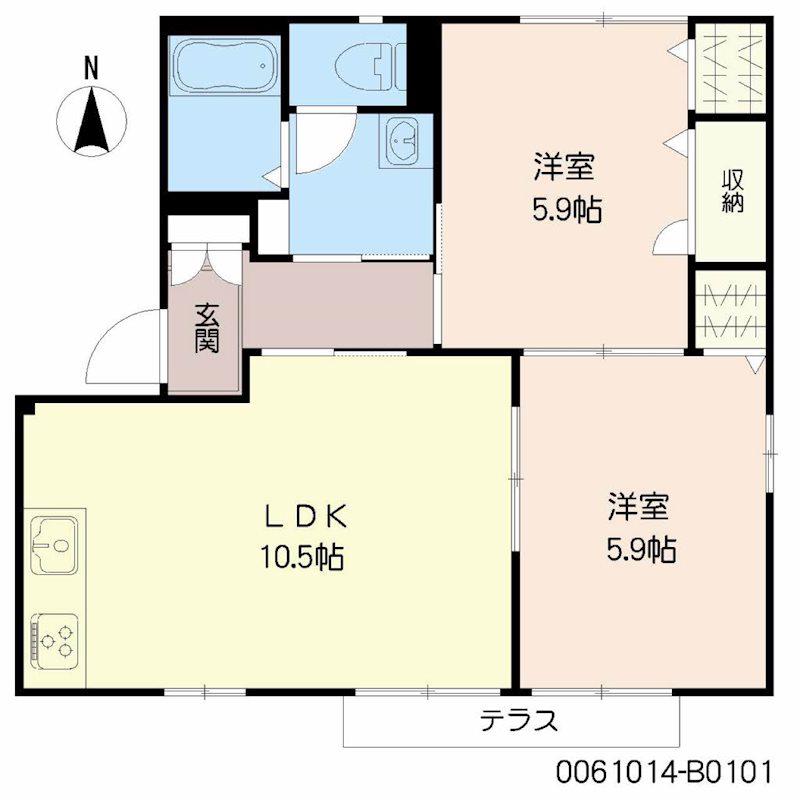 サンフラッツB(2LDK/1階)の間取り写真