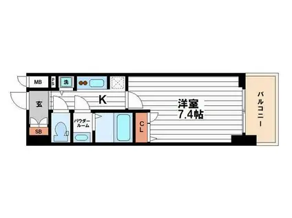 アーバネックス大阪城ウエスト(1K/15階)の間取り写真