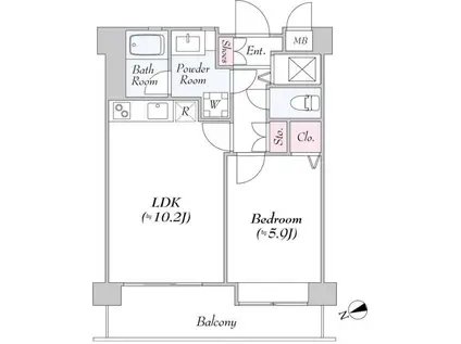 DAIWA芝浦ビル(1LDK/10階)の間取り写真