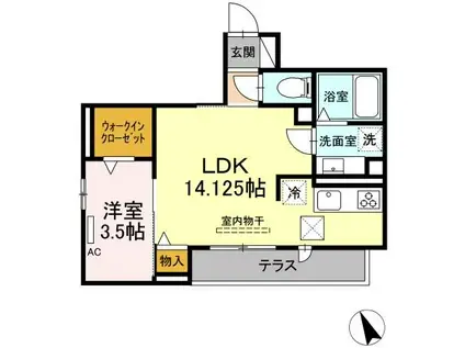 ルミエール・ドゥ・ソレイユ(1LDK/1階)の間取り写真