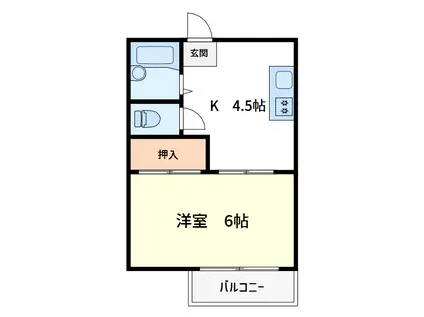 高畑マンション(1K/3階)の間取り写真
