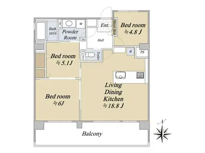 ライオンズマンション京都三条(3LDK/8階)の間取り写真