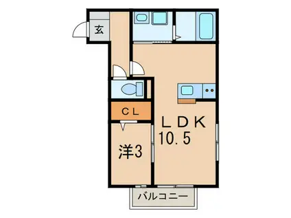 ボナール クレハ(1LDK/2階)の間取り写真