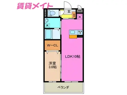 グッドスリー白須賀(1LDK/2階)の間取り写真