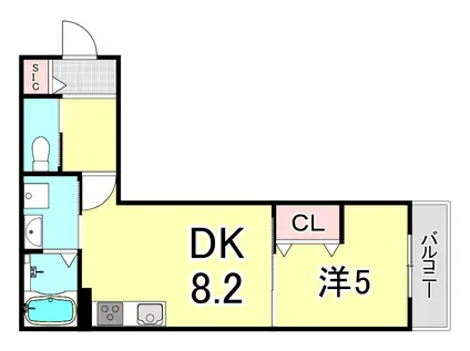グランディール清華II(1LDK/3階)の間取り写真