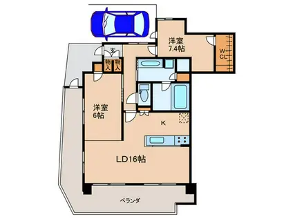 THE TEN GOOD 祖原II(2LDK/1階)の間取り写真