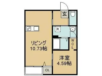 NANA B棟(1LDK/1階)の間取り写真