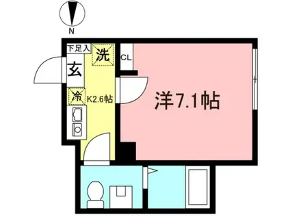 タマンプリ府中(1K/3階)の間取り写真