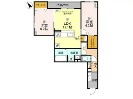 パノフグランデ(2LDK/2階)の間取り写真