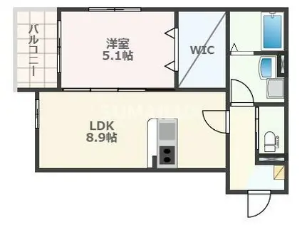IL GRANDE黒髪(1LDK/2階)の間取り写真