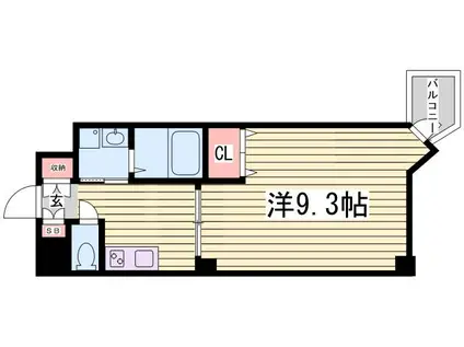 サンヴィレッジ布引(1K/3階)の間取り写真
