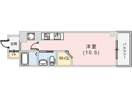 ラ・ウェゾン湊川公園(ワンルーム/12階)の間取り写真