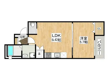 トップヒル森河内(1LDK/3階)の間取り写真