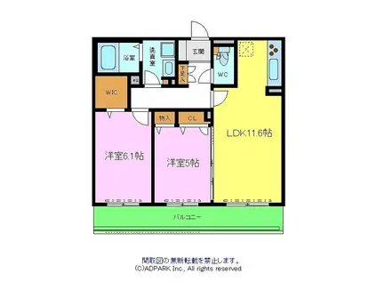 シャーメゾンBE ONE(2LDK/2階)の間取り写真