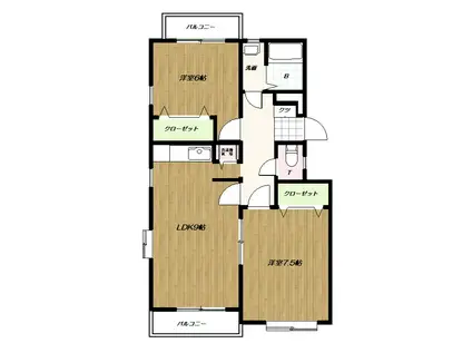 シャトー関町(2LDK/1階)の間取り写真