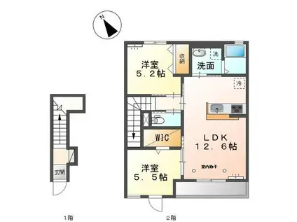 グレイスヒル長良(2LDK/2階)の間取り写真
