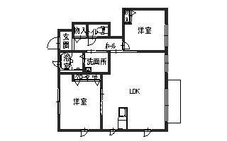 ヴェルドミール西浜(2LDK/1階)の間取り写真