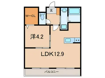 MICAELENOKURAKUEN(1LDK/3階)の間取り写真