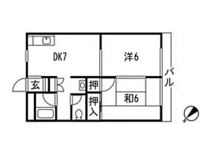 リバーサイド荒津(2DK/2階)の間取り写真