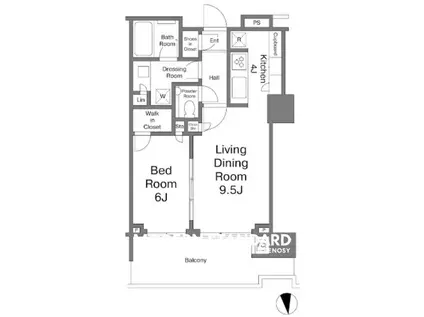 晴海フラッグ パークビレッジ T棟(1LDK/18階)の間取り写真