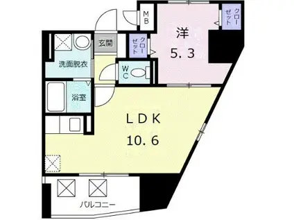 グランドルチェ(1LDK/6階)の間取り写真