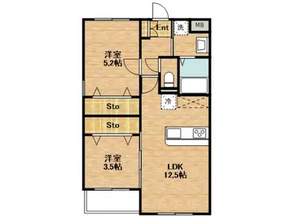 アース・フレンドリー福重(2LDK/2階)の間取り写真