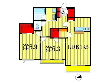 CONCORD CHIBA(2LDK/2階)の間取り写真